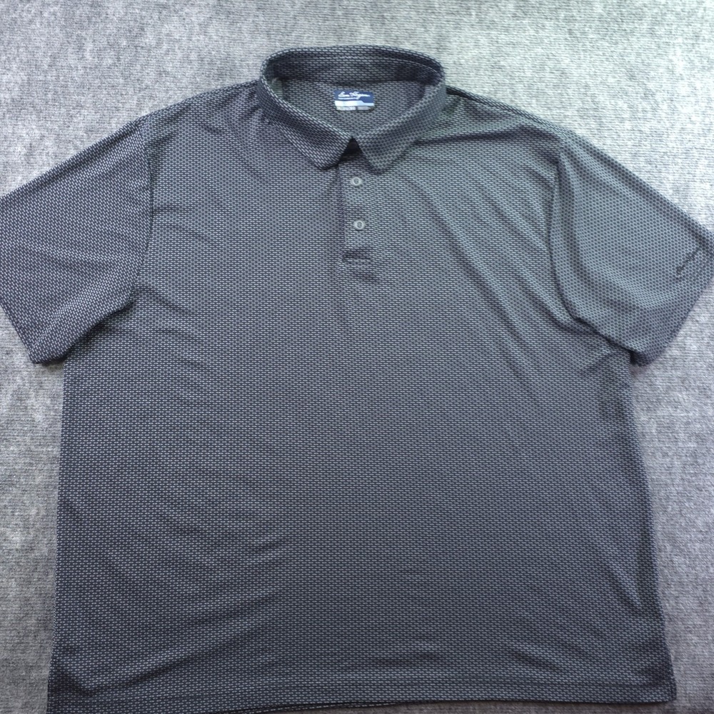 Ben‎ Hogan Polo 3XL Blue / Black Geometric Short Sleeve Golf Performance Stretch